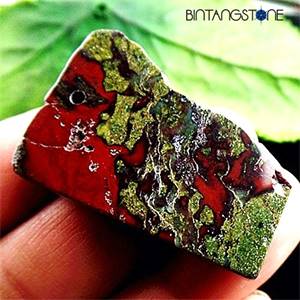 Dragon Bloodstone Africa Natural 67.55 Cts Pendant Blood Red Green Rectangle Liontin Batu Alam Asli Bentuk Kotak